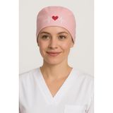 Okanmed Kalp Atışlı Pembe Desenli Doktor Hemşire Aşçı Cerrahi Bone Hastane Bone Bandana M406
