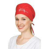 Okanmed Kırmızı Kalp Atışlı Doktor Hemşire Aşçı Cerrahi Bone Hastane Bone Bandana M292