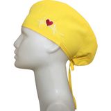 Okanmed Sarı Kalp Atışlı Doktor Hemşire Aşçı Cerrahi Hastane Bonesi Bandana M407 - Standart