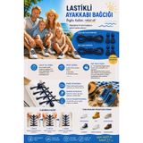 okavango Kilitli Elastik Akıllı Bağcık, Pratik Ayakkabı Bağcığı, Takbırak (2 Çift Beyaz Çizgili Lacivert)