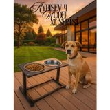 Okay Büyük Irk Köpekler İçin Yükseltilebilir Metal Mama-Su Kabı Standı | XL Boy