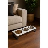 Okay Kedi Mama Su Kabı Seti – 10° Eğimli Standlı 3’lü Çelik Mama Kabı, Kediler İçin