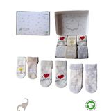Okayro Organik 6’lı Havlu Yenidoğan Bebek Çorabı – GOTS Sertifikalı, Hediye Kutulu Baby Shower Seti