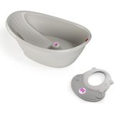 Okbaby Bebek Banyo Seti Bella Dijital Termometreli Çift Yönlü Küvet + Hippo Duş Şapkası A.gri - Açık Gri