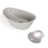 OKBaby Bebek Banyo Seti Bella Dijital Termometreli Çift Yönlü Küvet + Hippo Duş Şapkası A.Gri