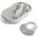 Okbaby Bebek Banyo Seti Onda Dijital Termometreli Çift Yönlü Küvet + Hippo Duş Şapkası A.gri - Açık Gri