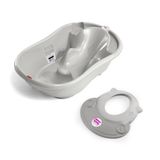 OKBaby Bebek Banyo Seti Onda Dijital Termometreli Çift Yönlü Küvet + Hippo Duş Şapkası A.Gri