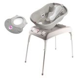 OKBaby Bebek Banyo Seti Onda Evolution Dijital Termometreli Çift Yönlü Küvet + Küvet Taşıyıcı + Hippo Duş Şapkası A.Gri