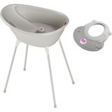 Okbaby Bella Açık Gri Dijital Termometreli Çift Yönlü Küvet + Küvet Taşıyıcı + Hippo Duş Şapkası Bebek Banyo Seti - Standart