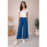 Okçu Triko Rahat Kesim Bol Paça Kadın Pantolon 25Y46004-İNDİGO-35