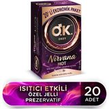 Okey Nirvana Hot Prezervatif 20'li Isıtıcı Etkili Özel Jelli Tırtıklı ve Kabartmalı Afrodizyak Etkili