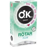 Okey Rötar Plus Şeffaf Lateks Prezervatif 10 Adet Düz Yüzeyli Aroma İçermeyen