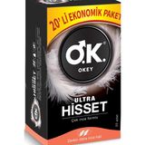 Okey Ultra Hisset Vanilya Kokulu İnce Formlu Prezervatif 20'li Kayganlaştırıcı İçeren Paket