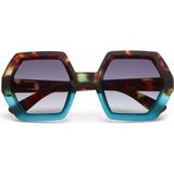 Okkia Emma Big Hexagonal Unisex Güneş Gözlüğü Havana Mavisi - Siyah