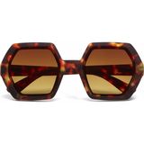 Okkia Emma Big Hexagonal Unisex Güneş Gözlüğü Klasik Havana - Kahverengi