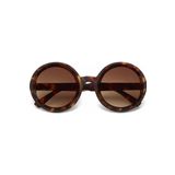 Okkia Monica Unisex Büyük Yuvarlak Güneş Gözlüğü Klasik Havana