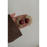 OKKO Store Bordo Renkli Yarım Güneş Küpe