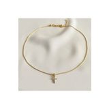 Okkostore Kadın Gold Renkli Mini Taşlı Haç Kolye