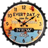 Okllen Şişe Kapağı Tasarımlı Retro Duvar Saati, 30,48 cm Metal Vintage Duvar Saati Sessiz Tik Tiklemeyen Pille Çalışan Yaratıcı Dekor Bira Bar, Kafeler, Çiftlik Evi, Ofis, Mutfak için
