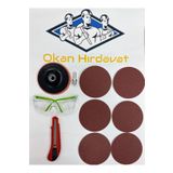 OKN PROFESSİONEL Cırt Zımpara Seti Matkap Aparatı Gözlük Falçata 115 Mm 10 Parça OKAN HIRDAVAT