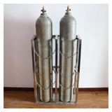 Oksijen Depo Rafı, Ağır Hizmet Tipi 304 Paslanmaz Çelik Gaz Silindir Depolama Rafı, 2 Şişe için Koruyucu Zincirli Düzenleyici Raf, Ev ve Okul için İdeal - 15,7 x 7,9 x 15,7 inç
