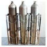 Oksijen Tank Rafı, Ağır Hizmet Tipi 4L Gaz Silindir Depolama Rafı, Zincirli 304 Paslanmaz Çelik Gaz Şişesi Tutacağı, Ev/Okul için Düzenleyici Raf, 3 Silindire Uygun (63 x 20,1 x 39,9 cm)