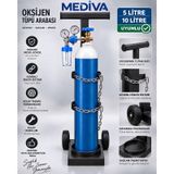 Oksijen Tüpü Taşıma Arabası - Tüp Arabası - 5 Ve 10 Litre Taşıma Kapasitesi Siyah