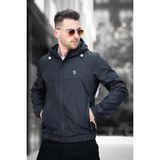 Oksit Bailey Suya Dayanaklı Slim Fit Erkek Kapüşonlu Mevsimlik Mont Yağmurluk - Siyah