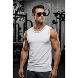 Oksit Biye Detaylı Bisiklet Yaka Erkek Atlet - Fitness ve Günlük Stil - Beyaz