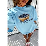 Oksit Blueberry Girl Tasarım Baskılı Pamuklu Oversize Kadın T-Shirt