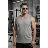 Oksit Büyük Beden Biye Detaylı Bisiklet Yaka Erkek Atlet - Fitness ve Günlük Stil - Gri - 6XL
