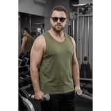 Oksit Büyük Beden Biye Detaylı Bisiklet Yaka Erkek Atlet - Fitness ve Günlük Stil - Haki - 4XL