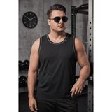 Oksit Büyük Beden Biye Detaylı Bisiklet Yaka Erkek Atlet - Fitness ve Günlük Stil - Siyah - 4XL