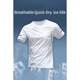 Oksit Classic Running Ice Silk Erkek Sporcu Tişört Nefes Alabilir Hızlı Kuruyan Koşu ve Fitness Tişörtü - Beyaz