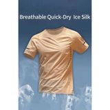 Oksit Classic Running Ice Silk Erkek Sporcu Tişört Nefes Alabilir Hızlı Kuruyan Koşu ve Fitness Tişörtü - Krem - 2XL