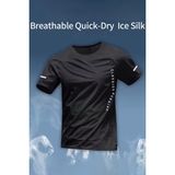 Oksit Classic Running Ice Silk Erkek Sporcu Tişört Nefes Alabilir Hızlı Kuruyan Koşu ve Fitness Tişörtü - Siyah - 2XL