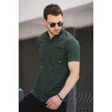 Oksit Dennie Tek Cep Waffle Kumaş Slim Kısa Kol Hakim Yaka Erkek Gömlek - XL