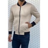 Oksit Eddy Slim Fit Mevsimlik Erkek Süet Ceket - Krem - 2XL