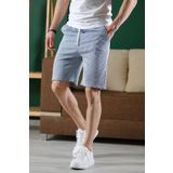 Oksit Ethan Çizgili Dokuma Slim Fit Likralı Erkek Bermuda Şort