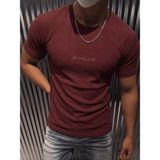 Oksit Formation Flok Baskılı Kabuk Desen Slim Fit Erkek Likralı Tişört - Bordo - 2XL