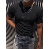 Oksit Formation Flok Baskılı Kabuk Desen Slim Fit Erkek Likralı Tişört - Siyah - XL