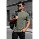 Oksit Ftx California Flok Baskı Detaylı Premium Fitilli Kumaş Erkek T-Shirt - Haki - 2XL