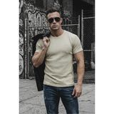 Oksit Ftx California Flok Baskı Detaylı Premium Fitilli Kumaş Erkek T-Shirt - Krem - 2XL