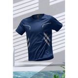 Oksit Fusto Mikro Polyester Slim Fit Perform Antrenman Sporcu Erkek Tshirt - XL - İndigo