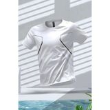 Oksit Fusto Mikro Polyester Slim Fit Performans Antrenman Sporcu Erkek Tshirt - Beyaz