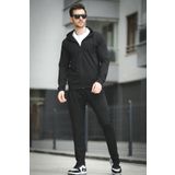 Oksit Gervasio Slim Fit Dalgıç Kumaş Kapüşonlu Fermuarlı Erkek Eşofman Takımı