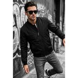 Oksit Guezy Astarlı Kolej Yaka Slim Fit Mevsimlik Erkek Bomber Ceket Mont - Su Itici Kumaş - Siyah