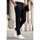 Oksit Gurkha Stil Yan Ayarlı Metal Tokalı Slim Fit Erkek Kumaş Pantolon Özel Kesim Kruvaze Bel