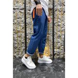 Oksit Hendrick Greco Slim Fit Dar Paça Erkek Boy Friend Jean Pantolon Lacivert Baskılı Model - 32