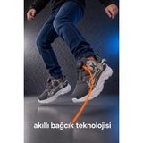Oksit Jetx Pratik Düğmeli (Akıllı Bağcık) Sistemli, Fütüristik Tasarım Çocuk Spor Ayakkabı - Füme
